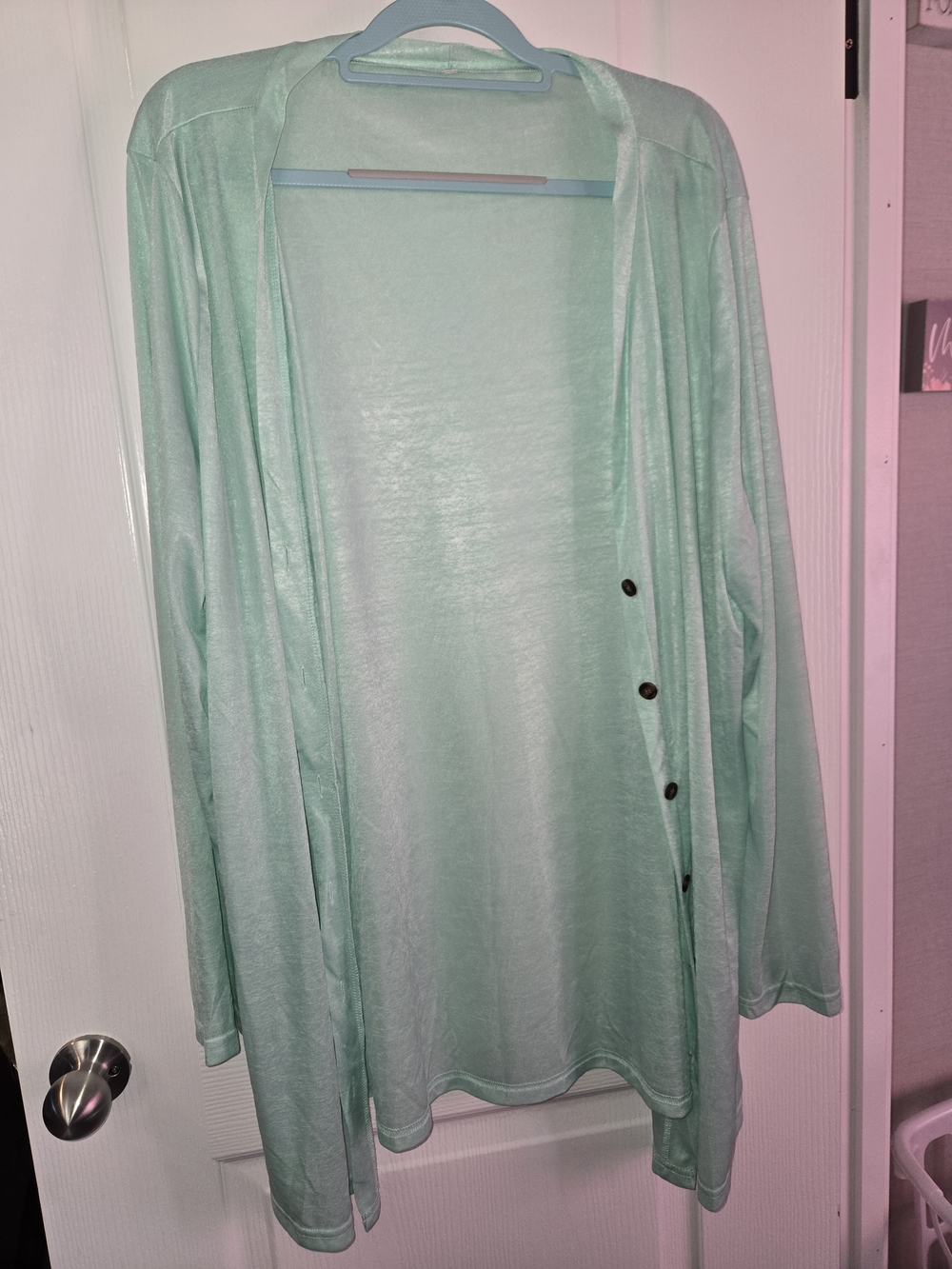 Light Mint Green Button-Front Cardigan